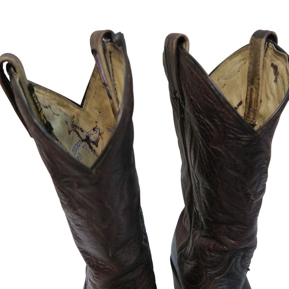 Dan Post Cowboy Western Boots‎ Brown Leather Detailed Stitching Men's Size 9.5D - Picture 7 of 14